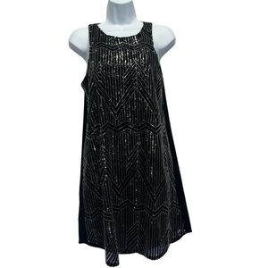 Everly Black Sequin Sleeveless A-line Dress Size Small